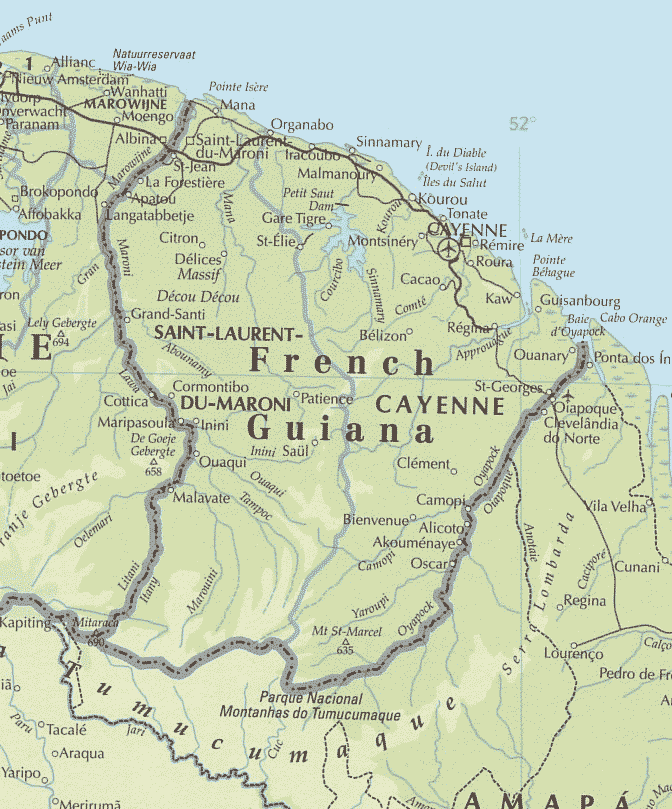 Französisch Guayana physikalisch karte